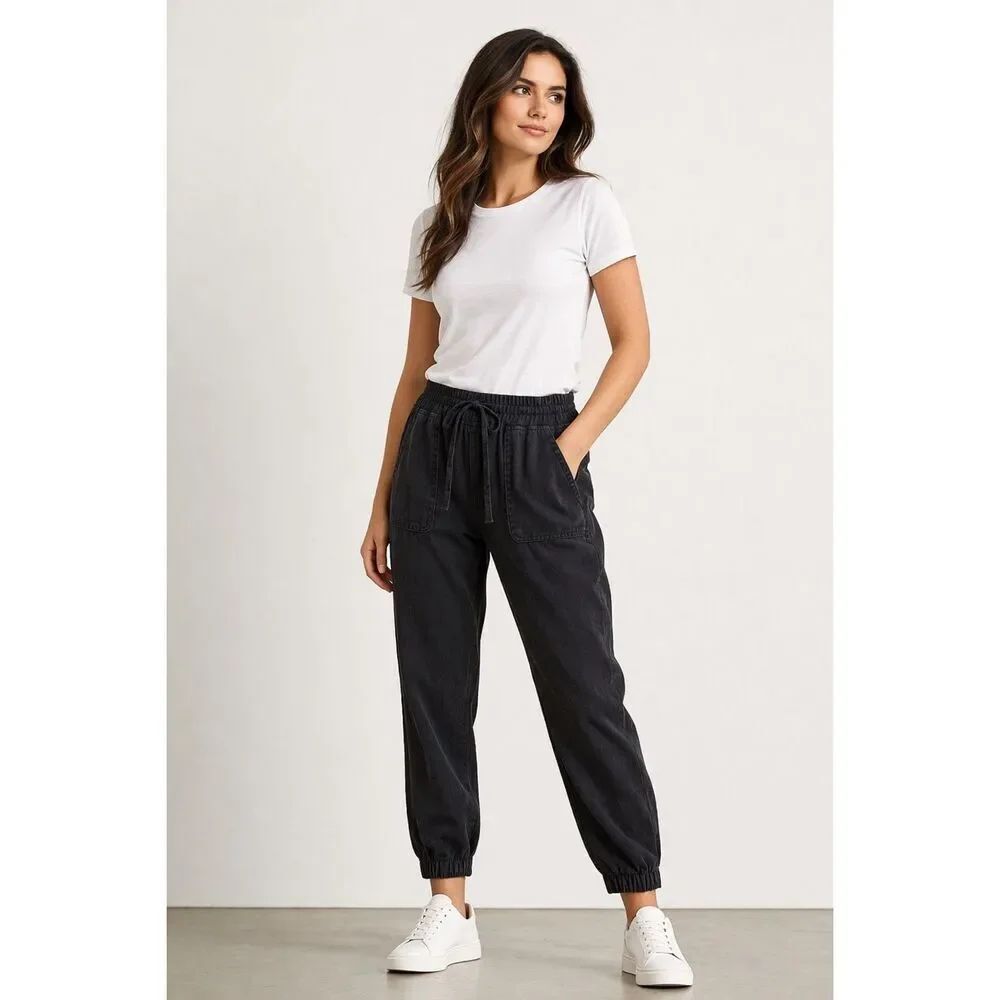Time and Tru Black Jogger Pants Women’s M Elastic Waist Casual